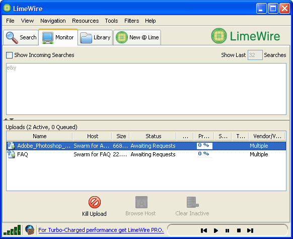 Главное окно LimeWare