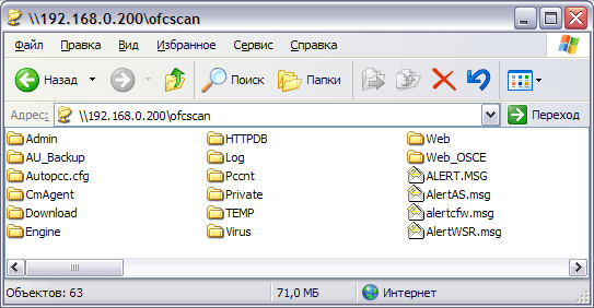 Общий ресурс с дистрибутивом OfficeScan
