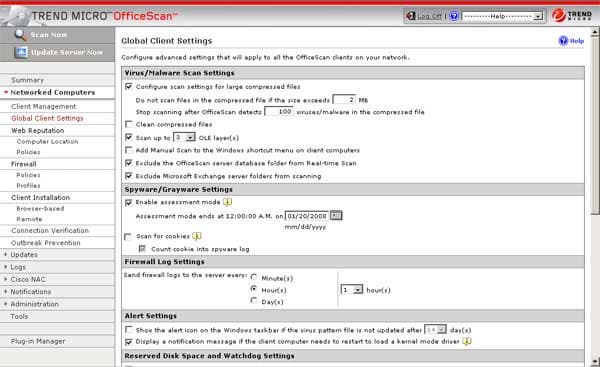 Общие настройки для всех клиентов OfficeScan