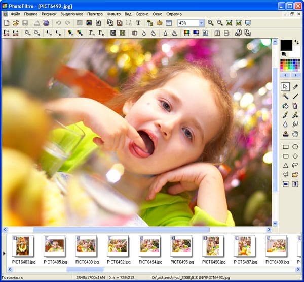 Рабочее окно PhotoFiltre