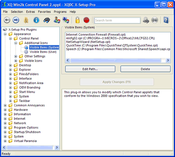 Рабочее окно X-Setup Pro