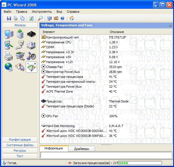 Рабочее окно PC Wizard 2008
