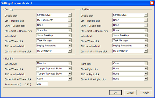 Управление мышиными ярлыками в Pitaschio