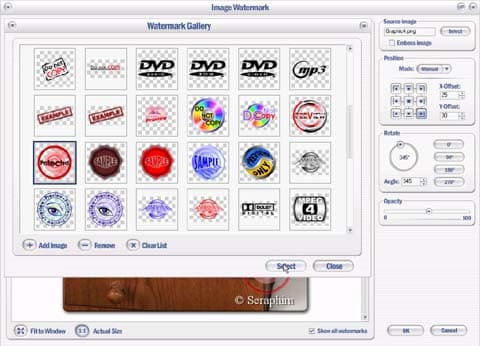 Водяные знаки в поставке программы