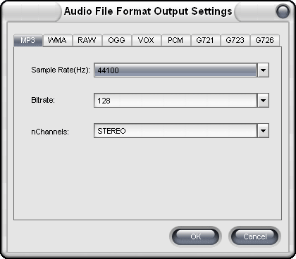 Настройка форматов данных в Audio Editor Plus