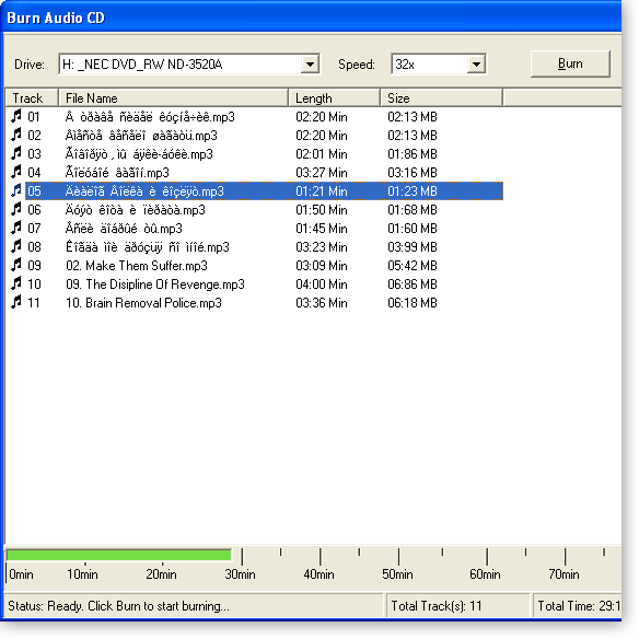 Создание проектов Audio CD в Dexster Audio Editor
