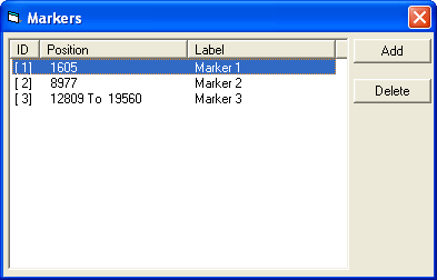 Менеджер маркеров KISS Wave Editor