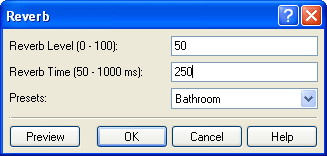 Применение реверберации WavePad