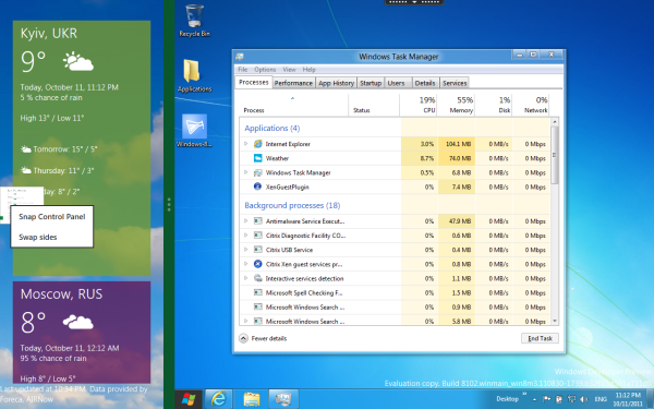 Snap — единственный способ заставить одновременно работать два Metro-приложения