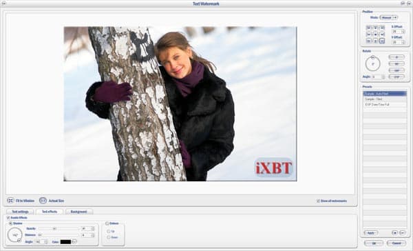 Добавление текстового водяного знака в Watermark Factory