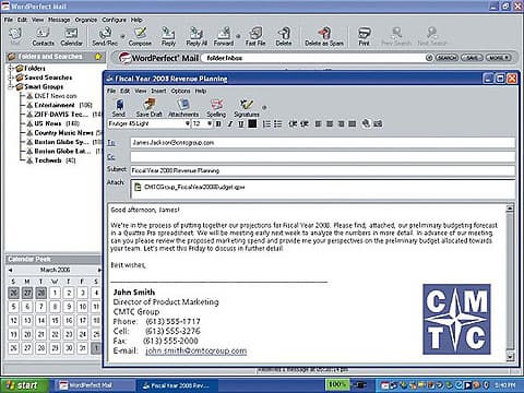 WordPerfect MAIL - почтовая программа