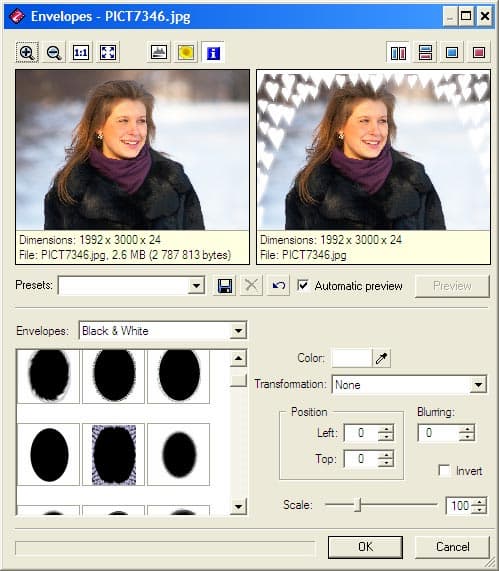 Наложение рамки, созданной из маски, в Zoner Photo Studio