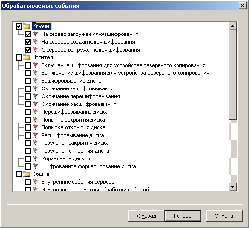 События, обрабатываемые сервером журналов
