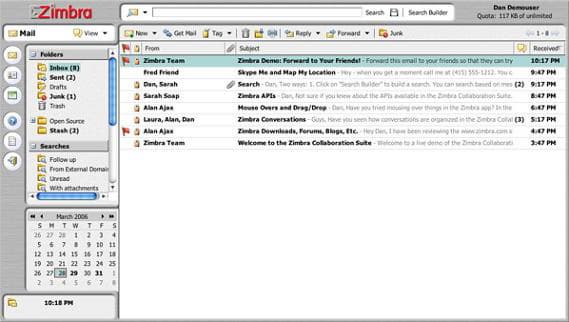 Почтовое приложение Zimbra