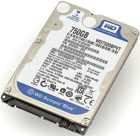 Мобильный винчестер Western Digital Scorpio Blue WD7500BPVT