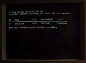 FastTRAK BIOS startup screen