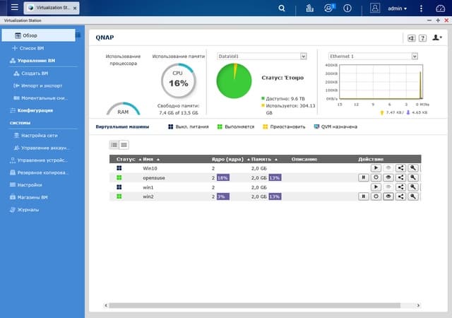 Virtualization Station в QNAP TVS-863+