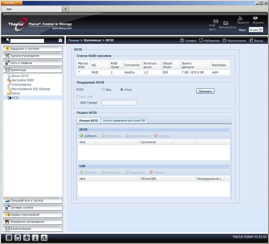 Настройка Thecus N2800