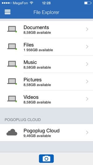 Интерфейс утилиты Pogoplug на iOS