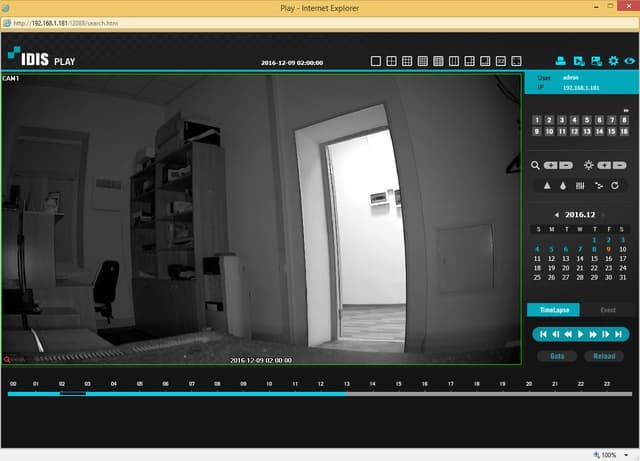 Работа с видеорегистратором через веб-браузер