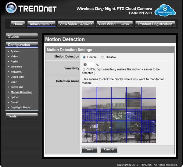 Web-интерфейс IP-камеры TRENDnet TV-IP851WIC