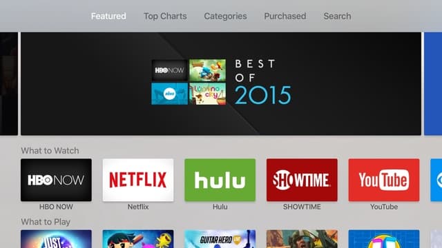 Интерфейс Apple TV 4 поколения 2015