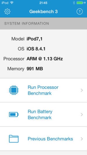 Скриншот iPod touch 2015 года