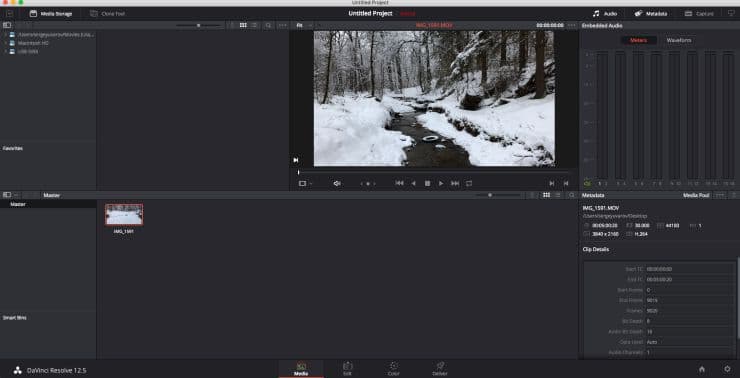 Скриншот программы DaVinci Resolve
