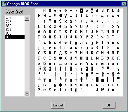Таблица 866-й кодировки