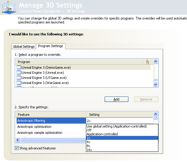 Manage 3D Settings