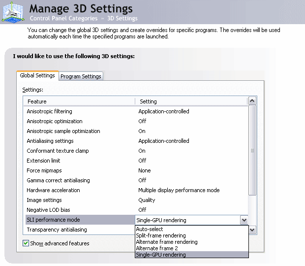 SLI 3D Settings