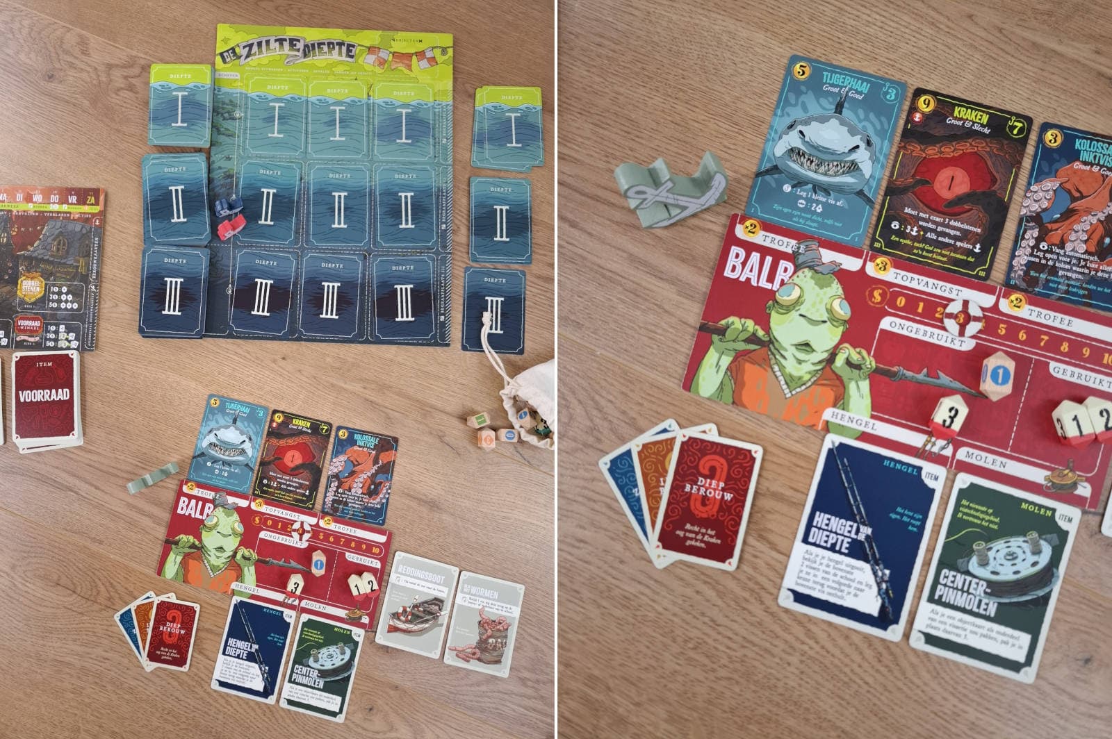 Примеры игровых карт и компонентов Deep Regrets