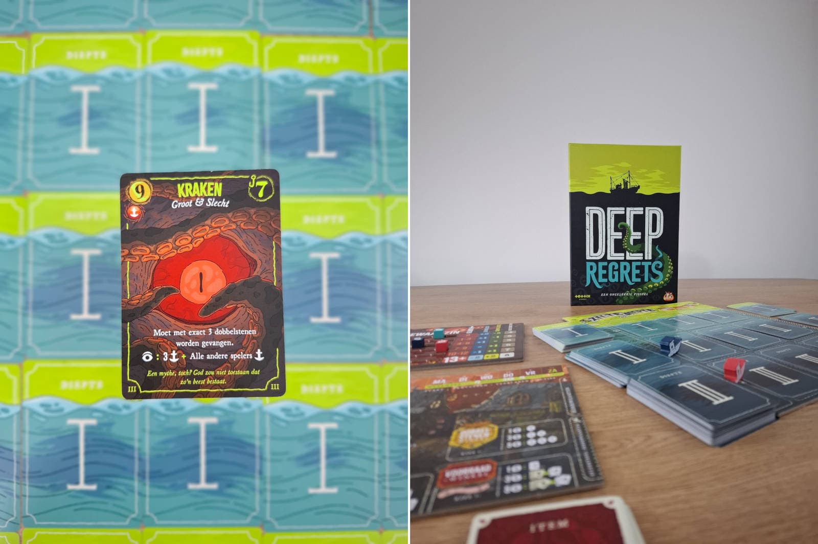 Игровое поле Deep Regrets с картами и элементами безумия