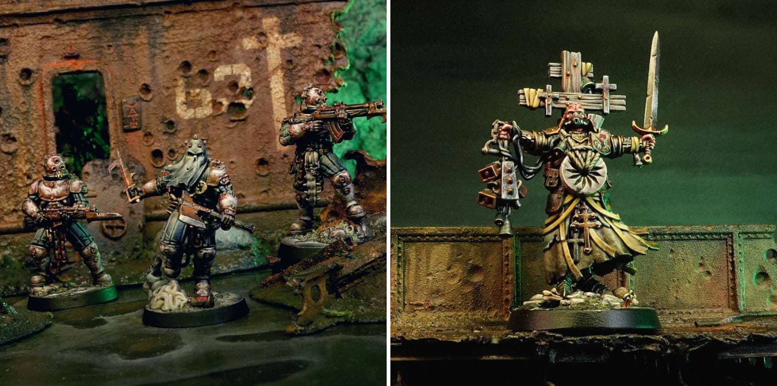 Trench Crusade Carcass Front game components, including the A2 poster map, tokens, and terrain pieces for campaign play.