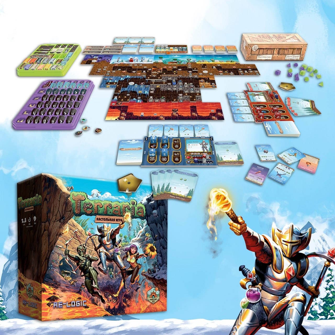 Gameplay components of Terraria The Board Game