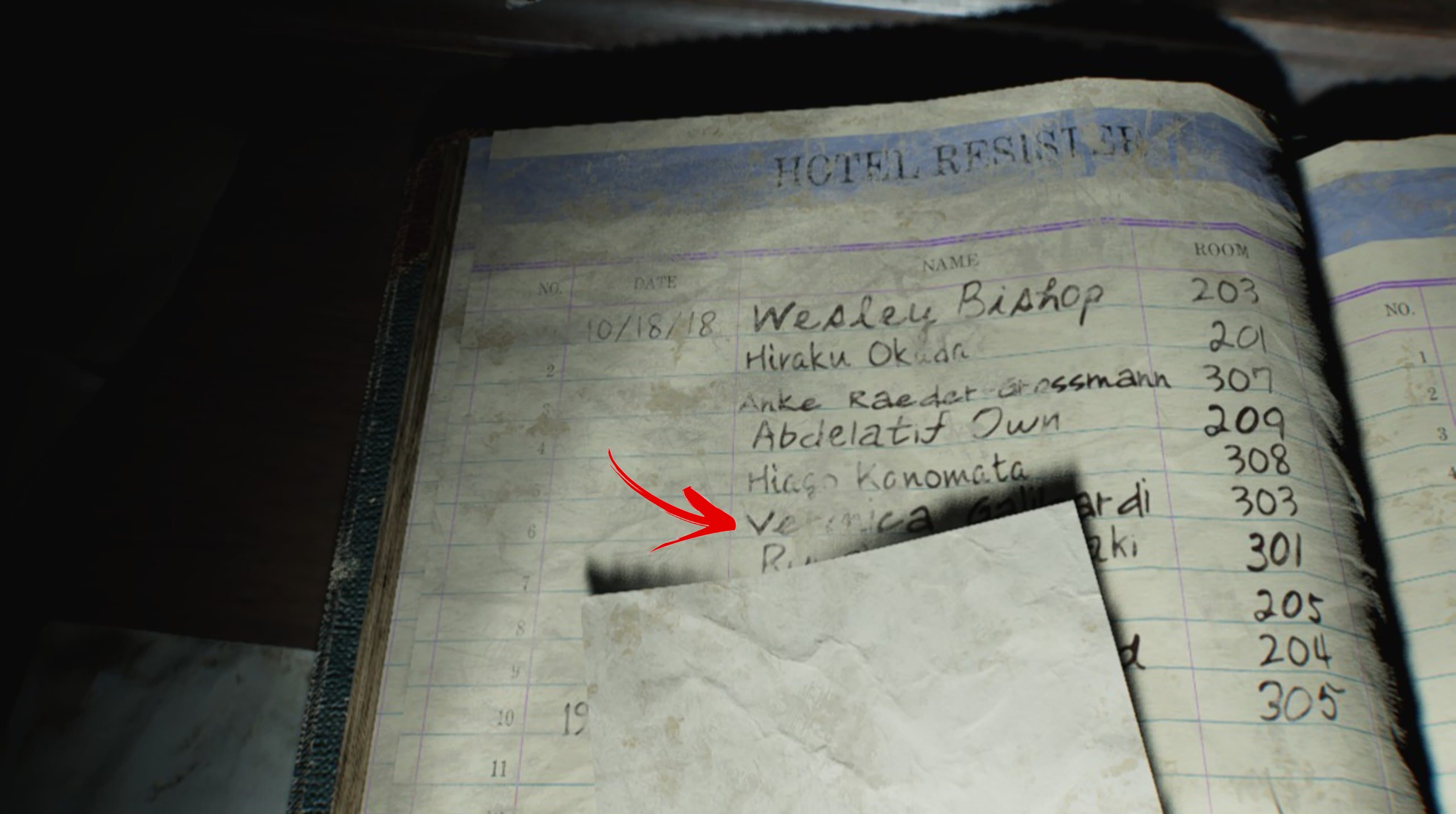 Имя Veronica в регистрационной книге Resident Evil Requiem