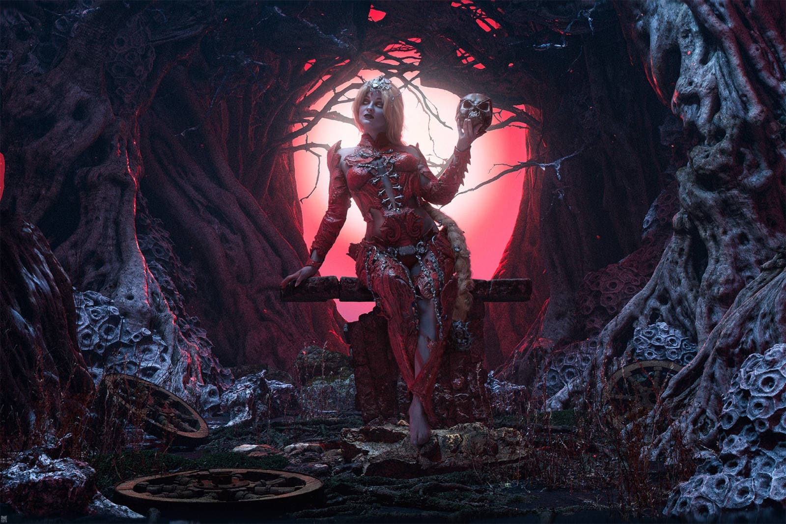 Orin the Red cosplay by Katssby with a bloody aesthetic