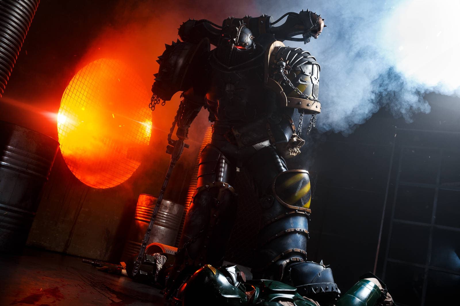 Astra Militarum soldiers facing a formidable opponent