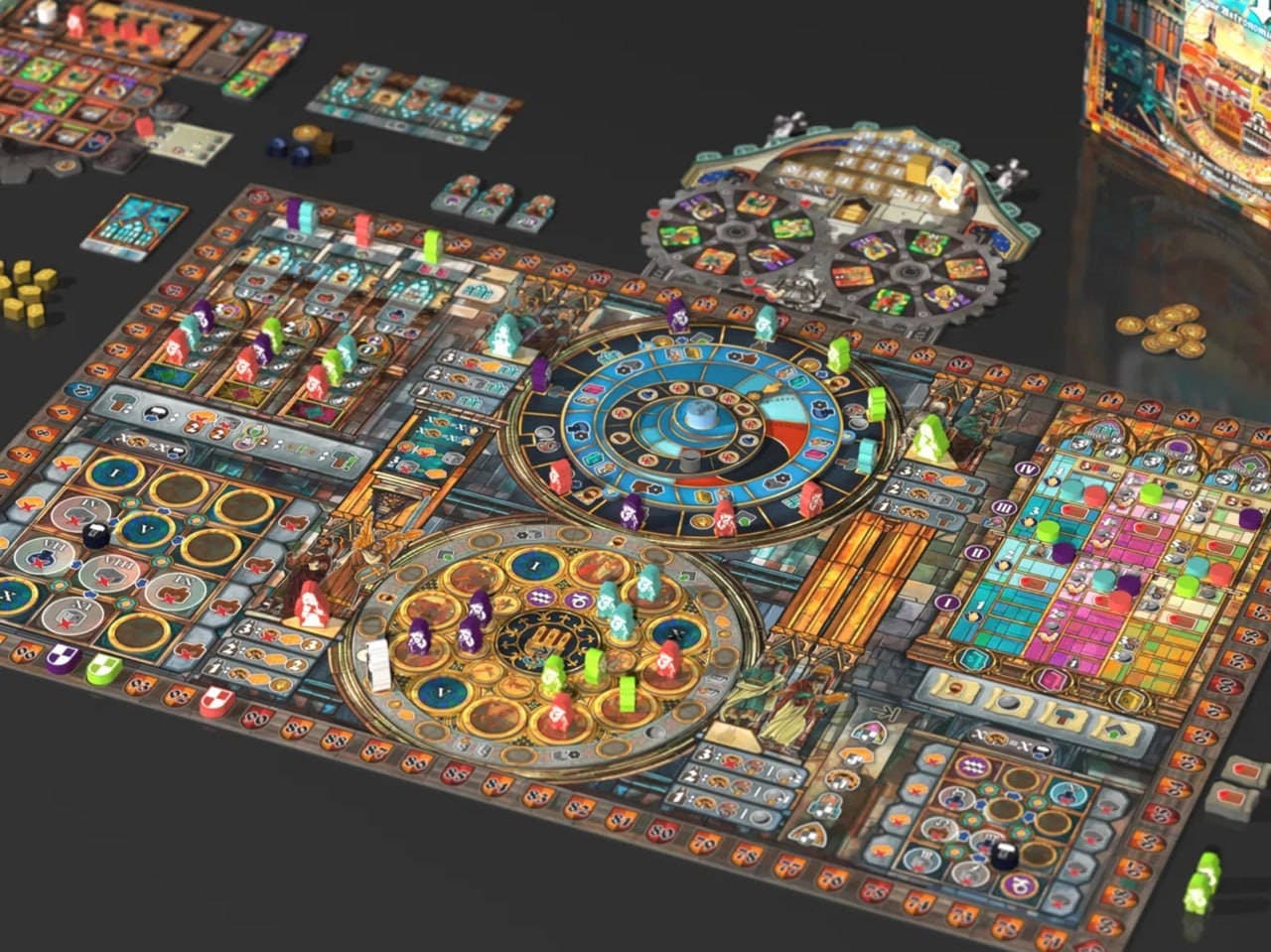 Orloj: The Prague Astronomical Clock game board showing workers on a rotating dial