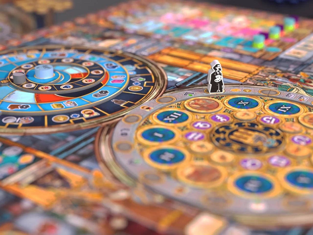 Close-up of Orloj: The Prague Astronomical Clock game showing resource gathering