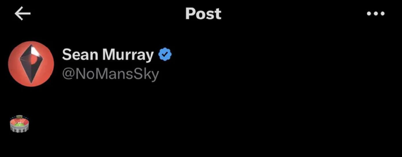 Screenshot of Sean Murray's tweet with an arena emoji