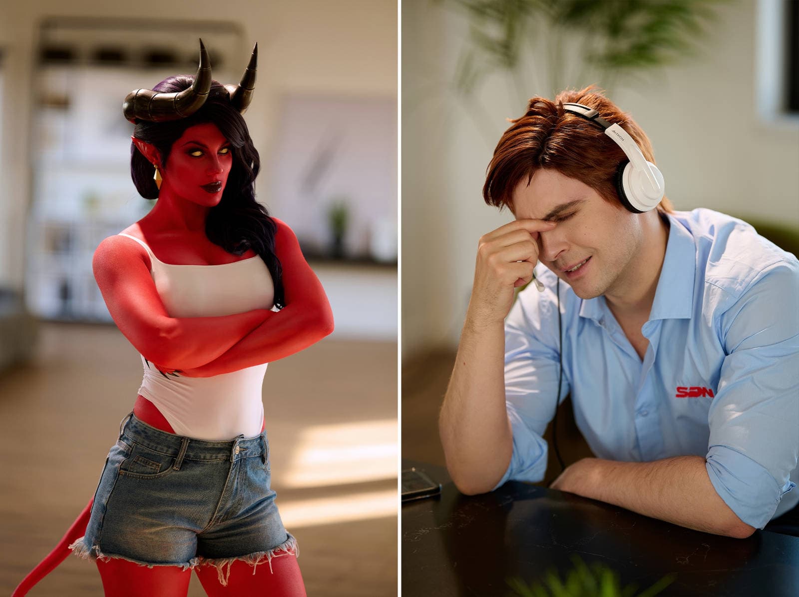 Cosplayers as Malevola and Robert Robertson from Dispatch