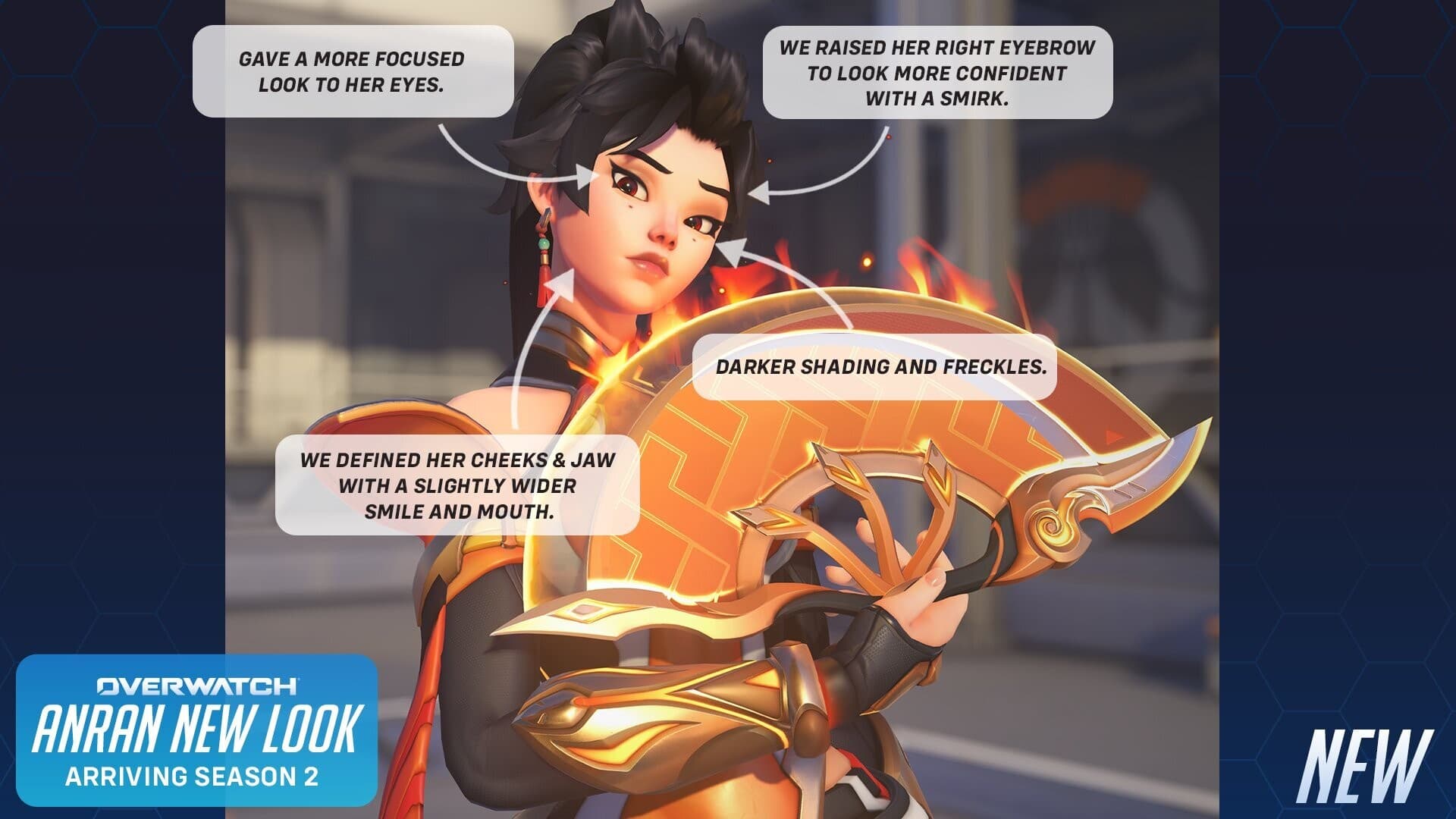 Redesigned appearance of An Zhuan by Blizzard Entertainment