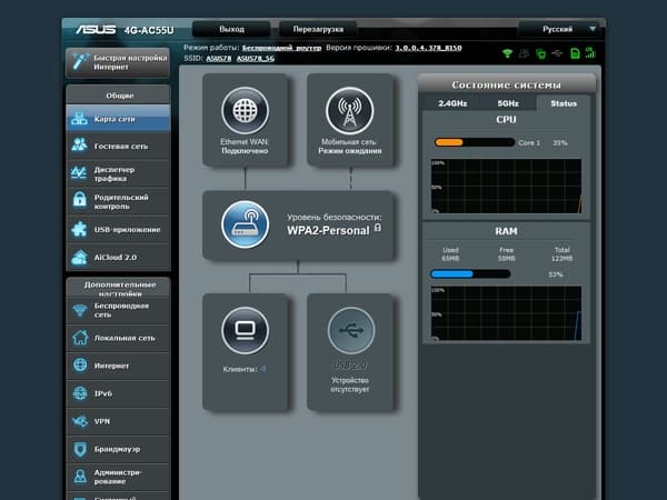 Настройка Asus 4G-AC55U