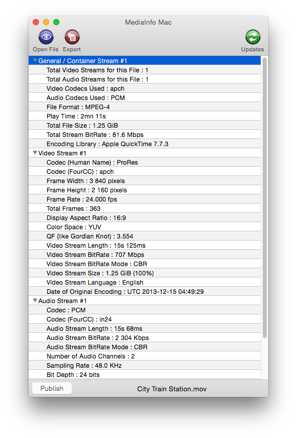 Скриншот программы Mediainfo