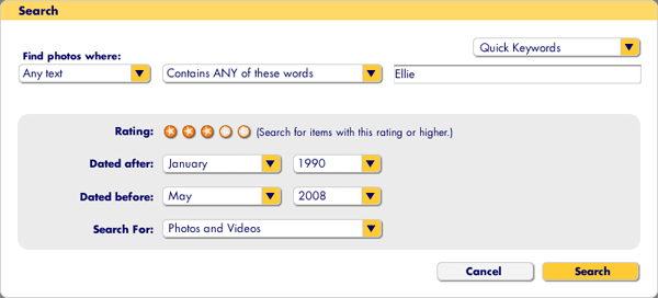 Поиск фотографий в Nero PhotoShow Deluxe