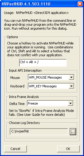 NVPerfHUD settings