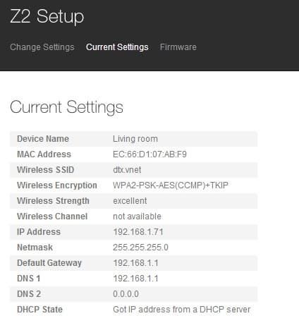 Веб-интерфейс беспроводной аудиосистемы Bowers & Wilkins Z2