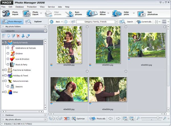Систематизация фотографий по категориям в Magix Photo Manager 2006 deLuxe