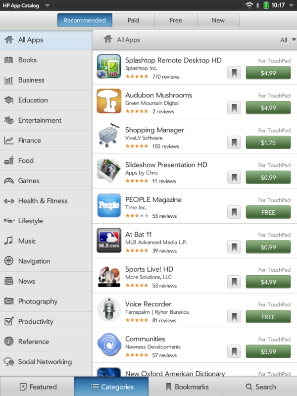 Кое-какие приложения в магазине HP имеются